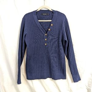 Knit V-neck Sweater with Buttons